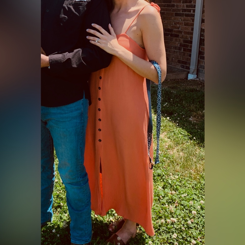 Orange midi dress with buttons